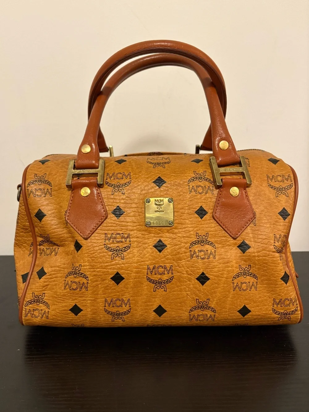 MCM Boston Bag / Top-Handle Boston Satchel in Cognac with COA